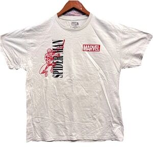 Marvel Spider-Man Graphic T-Shirt Mens Large Gray Short Sleeve Double Sided Tee